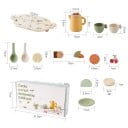 Set de ceai Montessori din lemn pentru copii cu ceainic, 2 căni, tavă, zaharniță, lingurițe și suporturi pentru căni fără BPA, jucărie educativă, set de bucătărie 2