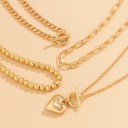 Set de chokeruri pentru femei 4 bucăți Colier chunky cu design stratificat Lungime ajustabilă Bijuterii elegante și moderne pentru purtare 2
