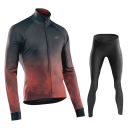 Set de ciclism pentru bărbați cu tricou cu mânecă lungă și pantaloni pentru bicicletă și sport în vreme mai rece 1