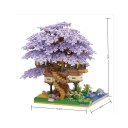 Set de construcție a casei în copac Sakura 13 x 16 x 12,5 cm Casă japoneză în copac cu coroană violetă și grădină plină de miniaturi model creativ 2