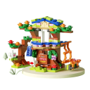 Set de construcție casă în copac 12 x 6,5 x 10 cm Set 152 bucăți Blocuri cu cărămizi Elemente de escaladă și tobogan Model creativ pentru copii ca cadou 4