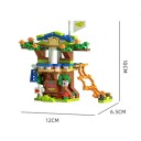 Set de construcție casă în copac 12 x 6,5 x 10 cm Set 152 bucăți Blocuri cu cărămizi Elemente de escaladă și tobogan Model creativ pentru copii 3