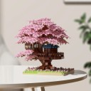 Set de construcție copac Sakura 14,9 x 12,5 x 13,8 cm Copac înflorit roz cu o coroană bogată și o grădină plină de flori model decorativ 2