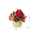 Set de construcție coș floral cu trandafiri 75 × 73 × 72 mm Model decorativ pentru interior Mini set de construcție cu flori din plastic ABS într-un 2