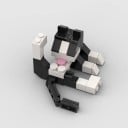 Set de construcție pisică alb-negru 7,6 × 6,5 × 4,6 cm model din plastic cu 62 de piese, cu poziție ajustabilă 4