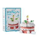 Set de construcție tort de naștere 4 x 4,15 x 4,55 cm Mini tort cu lumânare Bază rotundă Partea superioară netedă Față drăguță model decorativ 2