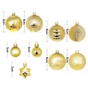 Set de Crăciun Aurie 44 buc 3 - 6 cm Bile și stele pentru brad Decoruri festive de diferite dimensiuni 4