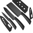 Set de cuțite de bucătărie din oțel inoxidabil, format din 3 piese, cu mâner negru antiderapant, cuțit pentru fructe și feliere, cuțite 2