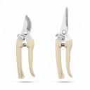 Set de foarfece de grădină Foarfece pentru ramuri 17,5 cm și foarfece cu lame drepte 19,2 cm Lame metalice și mânere bej cu arc Pentru grădină 1