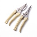 Set de foarfece de grădină Foarfece pentru ramuri 17,5 cm și foarfece cu lame drepte 19,2 cm Lame metalice și mânere bej cu arc Pentru grădină 5