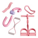 Set de fortalecimiento de 5 piezas con banda de resistencia, aro de yoga, expander en forma de ocho, tonificador de muslos y expander con pedales rosa 6