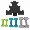 Set de gantere de 12 kg cu suport pentru 6 gantere de 1 kg, 2 kg și 3 kg, șase unghiulare în culori verde, turcoaz și gri pentru antrenamente acasă 5