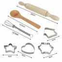 Set de gătit pentru copii 11 piese Set de bucătarie roz din bumbac cu șorț de 40x54 cm, bonetă, mănușă și ustensile Jucărie pentru fete 3–10 ani 3