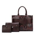 Set de genți pentru femei 3 bucăți Geantă de mână cu curea 32 x 13 x 23 cm plic și portofel din piele artificială Imprimeu cu litere 3