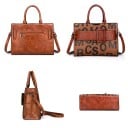 Set de genți pentru femei 3 bucăți Geantă de mână cu curea 32 x 13 x 23 cm plic și portofel din piele artificială Imprimeu cu litere 6