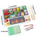 Set de grătar din lemn 30 cm Joc de preparare a frigăruilor cu cărți de sarcini Legume carne pește Placă colorată cu găuri și accesorii 3