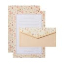 Set de hârtie de scris și plicuri 14 x 21 cm 6 foi de hârtie 8,5 x 16,5 cm 3 plicuri vulpi flori fructe set de scris portocaliu 1