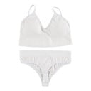 Set de lenjerie intimă pentru femei cu sutien din material ribbed fără arcuri cu decolteu în V și cu pernuțe detașabile și tanga 8