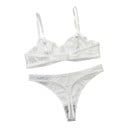 Set de lenjerie intimă pentru femei din plasă transparentă cu dungi, sutien cu suport și cupe neîntărite și tanga cu talie lată 10