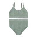 Set de lenjerie pentru femei din material elastic cu dantelă, chiloți cu talie înaltă și bralette fără armătură cu margine elastică 9