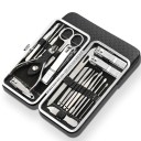Set de manucure et pédicure en acier inoxydable Outils professionnels pour les ongles des mains et des pieds Ciseaux à manucure, lime, cuillère auriculaire, coupe-ongles, pince à épiler Ensemble d'outils dans un étui en cuir 19 pièces 1