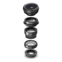 Set de obiective pentru mobil 5 în 1 Pește ochi 198° Larg 0,63x Macro 15x Teleobiectiv 2x și filtru CPL cu clip Negru pentru iOS și Android 1