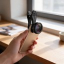 Set de obiective pentru mobil 5 în 1 Pește ochi 198° Larg 0,63x Macro 15x Teleobiectiv 2x și filtru CPL cu clip Negru pentru iOS și Android 2