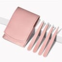 Set de pensete cosmetice 4 buc Teșite și șpițate hârti Dime 9,5 cm Oțel inoxidabil Husa 10,2 x 7,3 cm Pentru sprâncene și fire individuale 2