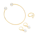 Set de perle Brățară ajustabilă, inel și cercei 2.6 cm Set vintage de bijuterii pentru femei Accesoriu elegant pentru petrecere 2