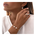 Set de perle Brățară ajustabilă, inel și cercei 2.6 cm Set vintage de bijuterii pentru femei Accesoriu elegant pentru petrecere 3