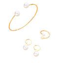 Set de perle Brățară ajustabilă, inel și cercei 2.6 cm Set vintage de bijuterii pentru femei Accesoriu elegant pentru petrecere 5