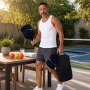 Set de pickleball 2 palas y 4 pelotas con bolsa 40 x 20 x 1,4 cm Palas de grafito ligeras Negras con diseño espacial Para interior y exterior 2
