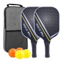Set de pickleball con palas y pelotas en bolsa 40 x 20 x 1,4 cm Fibra de carbono grafito Oscuro con franja amarilla Para niños y adultos 1