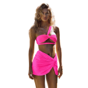 Set de plajă din trei piese cu bikini asimetric și fustă cachetă Costum de baie elegant pentru femei Ținută de vară pentru plajă și piscină 7