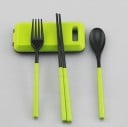 Set de tacâmuri de călătorie cu bețișoare și capac Furculiță pliabilă, lingură și bețișoare din plastic Capac compact Pentru excursii 4