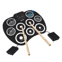 Set de tobe electronic 9 paduri interfață MIDI tobă rulată manual portabil cu pedale bețe suport pentru jocuri DTX 41x31x2.5 cm 2