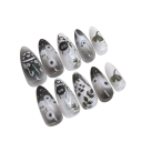 Set de unghii false 24 buc 25,6–18,3 mm Formă migdală Motive desenate lucioase 12 dimensiuni Adeziv și accesorii 2