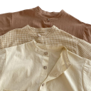 Set de vară pentru copii unisex, cămașă din bumbac cu mânecă scurtă, nasturi și buzunare, design uni, pantaloni scurți confortabili 2