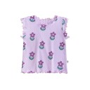 Set de vară pentru fetițe cu tricou cu mânecă scurtă și pantaloni scurți cu elastic, set mov cu imprimeu floral pentru fiecare zi 3