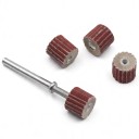 Set di 10 rulli abrasivi a lamelle 10 mm Grana 320 con mandrino di serraggio da 3 mm per microlevigatrice Marrone-rossiccio Lucidatura di metallo 8
