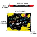 Set di 12 pennarelli acrilici per pittura DIY Penna doppia con punta a pennello e punta a punto per pietre legno tessuto ceramica e tela 2
