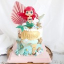 Set di 19 decorazioni per torta Sirena con capelli rossi Stelle marine Coralli Perle Conchiglie Decorazioni per compleanni in plastica 3
