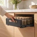 Set di 2 cassetti bassi estraibili per armadietti da cucina con guide 37,5 x 24,5 x 10 cm Acciaio al carbonio e plastica Grigio scuro Organizzatore 2