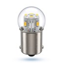 Set di 2 lampadine LED per auto RUIANDSION BA15D 12 V Luce bianca calda Bulbo rotondo trasparente Chip su tutto il perimetro e sopra Sostituzione per luci automobilistiche 3