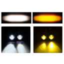 Set di 2 luci LED per motociclette 100W Bianche e gialle illuminazione ausiliaria a lungo raggio con interruttore Luci ausiliarie per moto 3