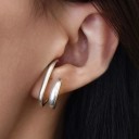 Set di 2 orecchini senza piercing Orecchini a clip a forma di C con design ondulato e doppio Per uso quotidiano 6