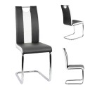Set di 2 sedie da pranzo con base a console cromata Altezza del sedile 48,5 cm e larghezza 39,5 cm Pelle artificiale Per sala da pranzo 6