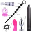 Set di 26 pezzi di accessori erotici BDSM per giochi intensi di bondage con manette, fruste, vibratori, morsetti e altri elementi. Confezione discreta 15