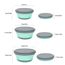 Set di 3 ciotole pieghevoli in silicone con coperchio Ciotole rotonde per alimenti Contenitori portatili per cibo Contenitori salvaspazio per viaggi 2