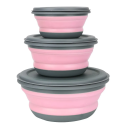 Set di 3 ciotole pieghevoli in silicone con coperchio Ciotole rotonde per alimenti Contenitori portatili per cibo Contenitori salvaspazio 2